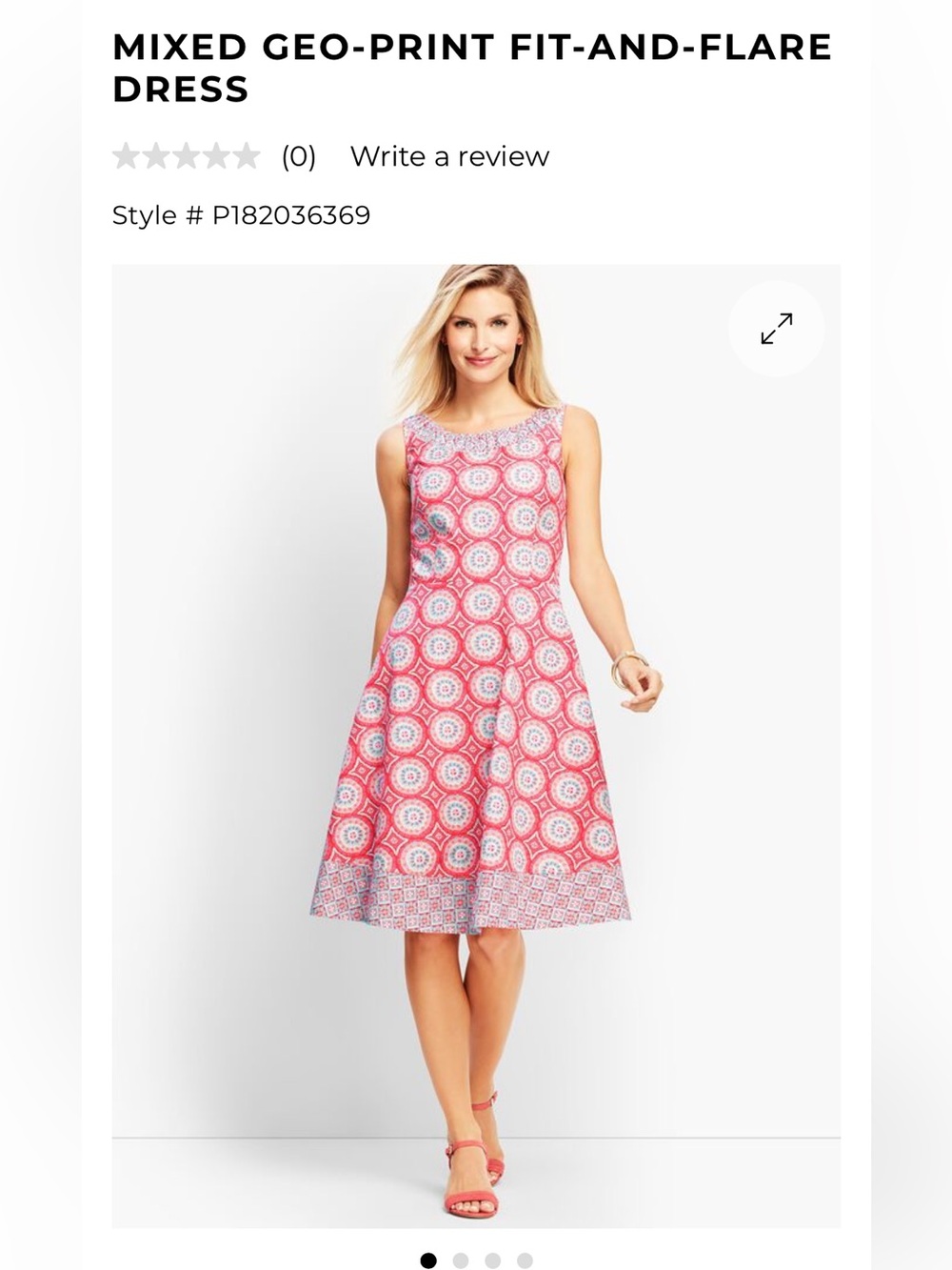 Mixed Geo-Print Fit-and-Flare Dress - Pink Geo Print